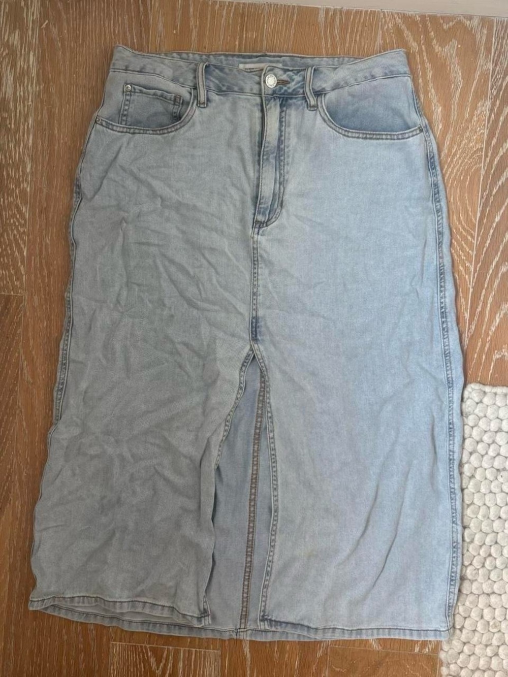 WeWoreWhat Light Blue Denim Midi Skirt